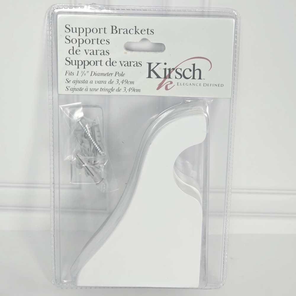 Kirsch Support Brackets White Curtain Rod Hardware 5603EG.025 Fits 1 3/8"